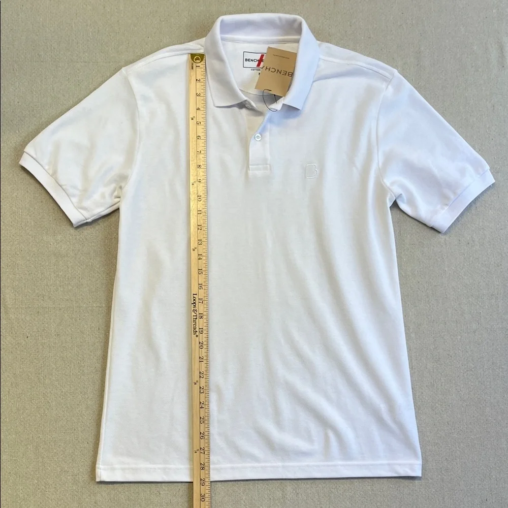 Bench White Polo Shirt Men’s Medium NWT Classic Minimalist Short Sleeve Golf - Picture 5 of 8